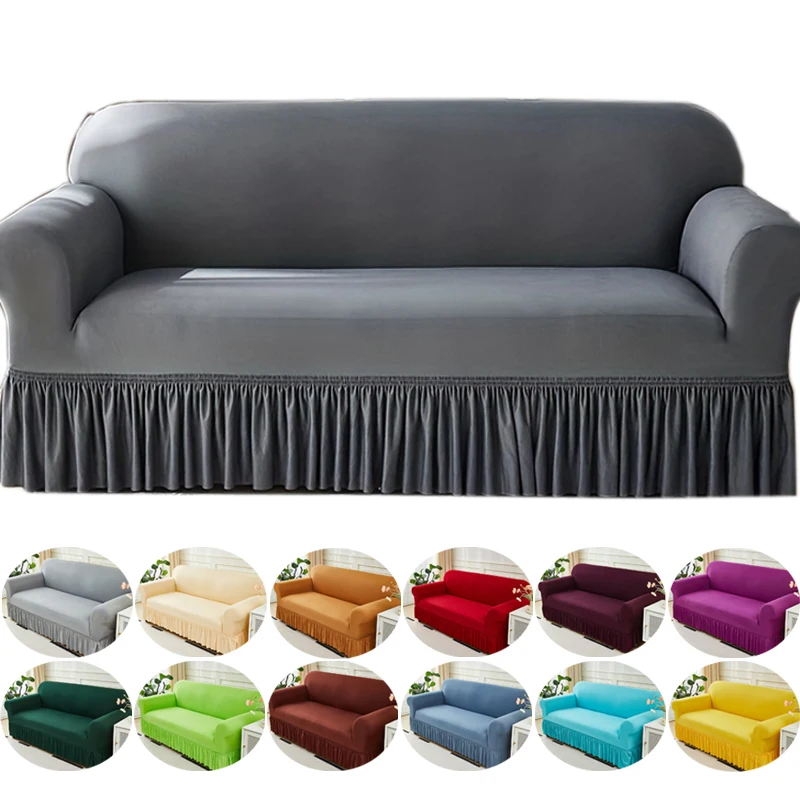 1pc Sofa Schon bezug mit Rock L-förmige Sofa bezug Couch bezug für Schlafzimmer Büro Wohnzimmer Wohnkultur Möbels chutz Image