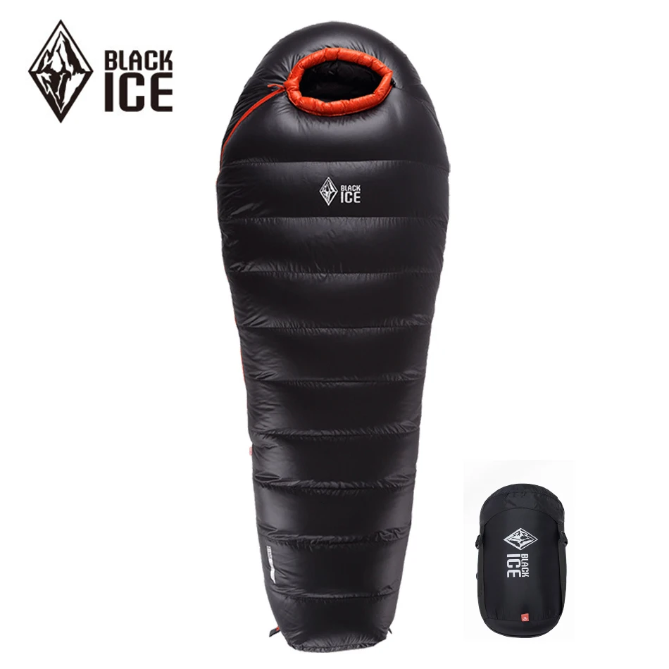 Black Ice B-Serie Blackice Warm Ultralight Mummy 90% Grauer Entendaunen-Schlafsack für Camping und Wandern B200 B400 B700 B1000 B1500 Image