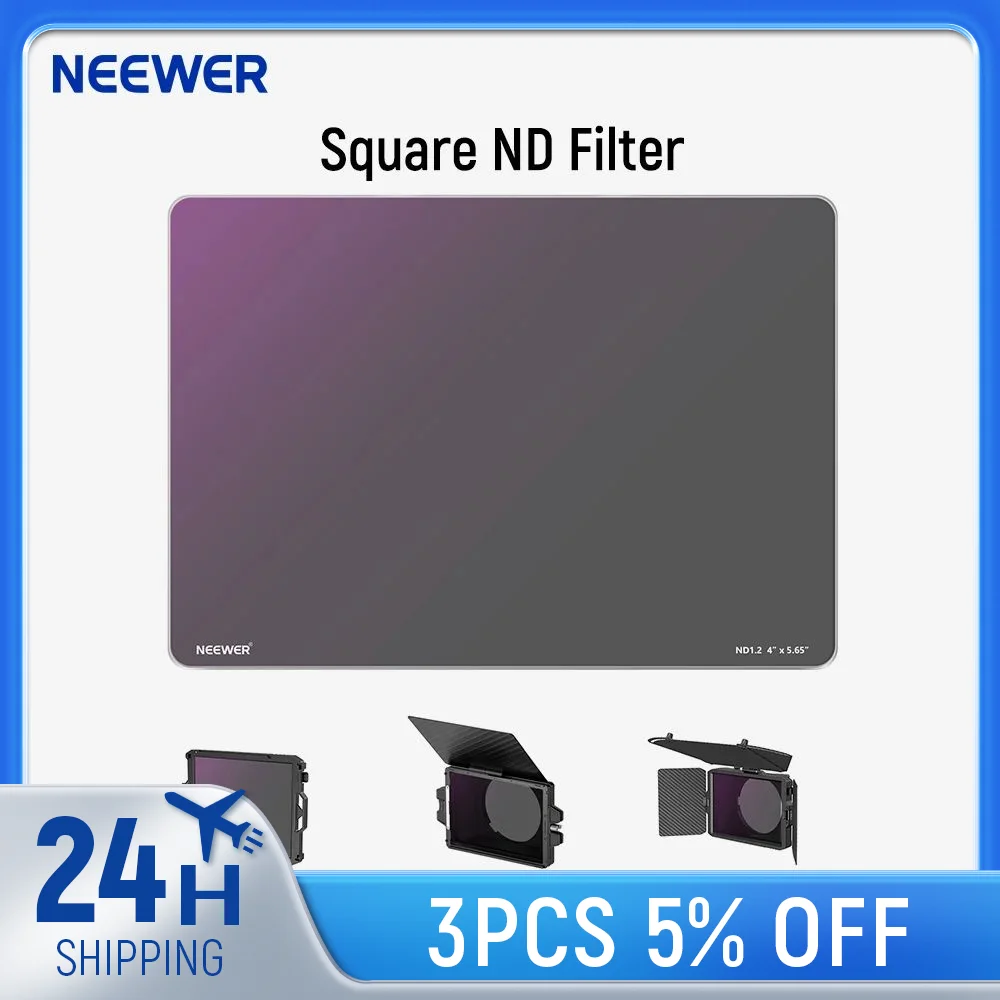 NEEWER ND0.3 quadratischer ND-Filter, 4"x5,65" Kino-Neutraldichtefilter, kompatibel mit Tilta/SmallRig Matte Box HD optisches Glas Image