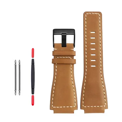 34*24mm konvexes Ende italienisches Kalbsleder Uhren armband für Glocken serie br01 br03 Armband Image