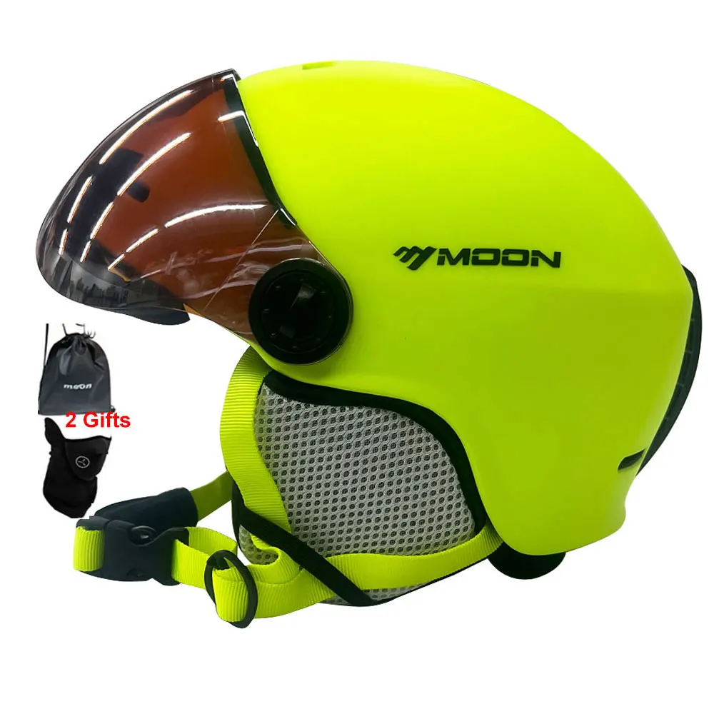 MOON Skihelm Integral geformter PC + EPS Hochwertiger Skihelm Brille Outdoor-Sport Ski Snowboard Skateboard Helme Herren