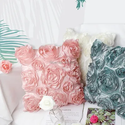 3D Rose dekorative Kissen bezug einfarbige Satin Blume werfen Kissen bezug Valentinstag Geschenk Image