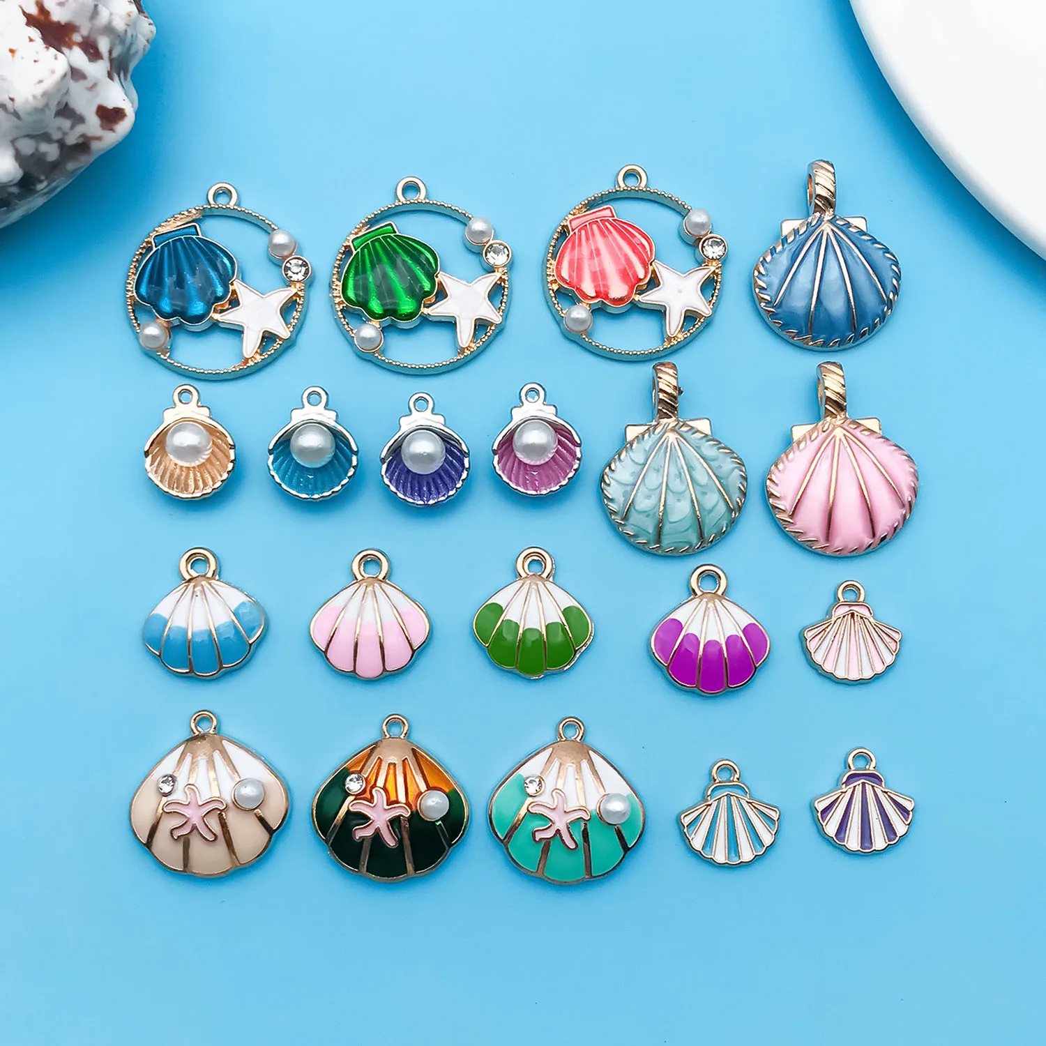 20 stücke Mehrere Stile Emaille Marine Leben Perlmutt Charm Anhänger Für Armband Schmuck Machen DIY Ohrring Erkenntnisse Zubehör Image
