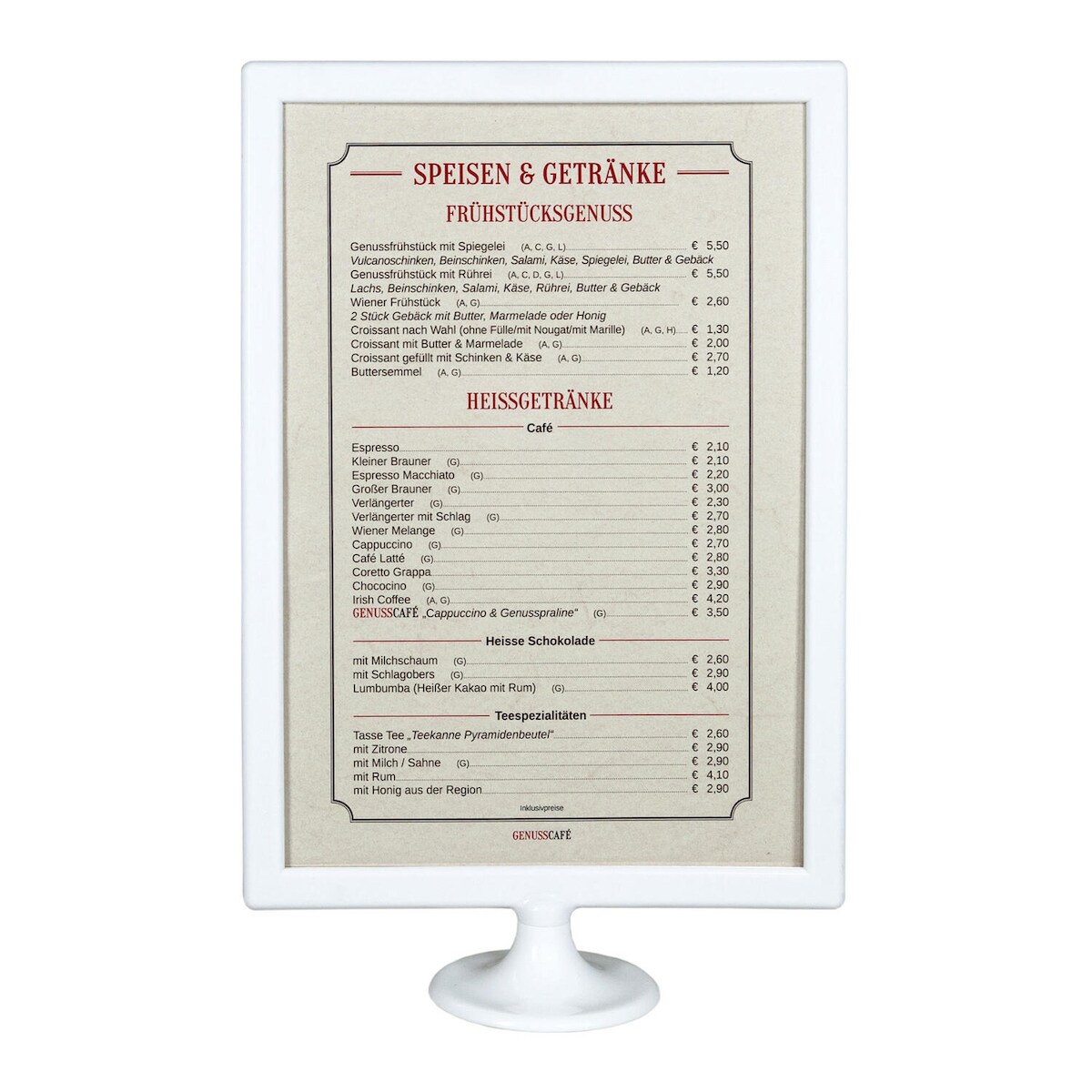 1x Tischaufsteller aus ABS weiss A4 Image