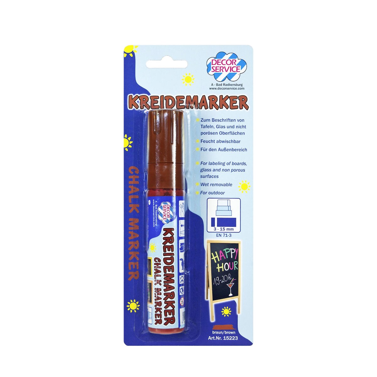 6x Kreidemarker braun Schreibbreite 3-15mm Image