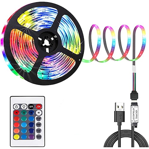 5m Lichterketten 150 LEDs 5050 SMD 1 Set RGB LED-Streifenlicht Party Wasserdicht Selbstklebend USB-betrieben Image
