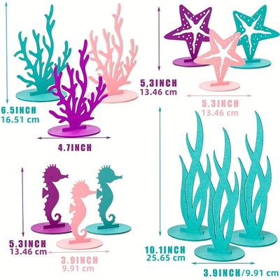TEMU 12pcs, Mermaid Birthday Decorations Felt Table Centerpiece, Under The Sea Party Decorations Supplies For Ocean Theme Little Mermaid Birthday Party