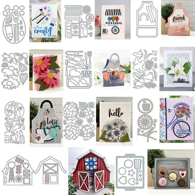 Market Cart Apron Cookie BBQ Add-on Palette Cutting Dies Lily Hydrangea Coneflower Dies for DIY