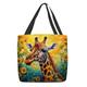 Women's Tote Shoulder Bag Canvas Tote Bag Polyester Shopping Holiday Beach Print Large Capacity Foldable Lightweight Giraffe Yellow Blue