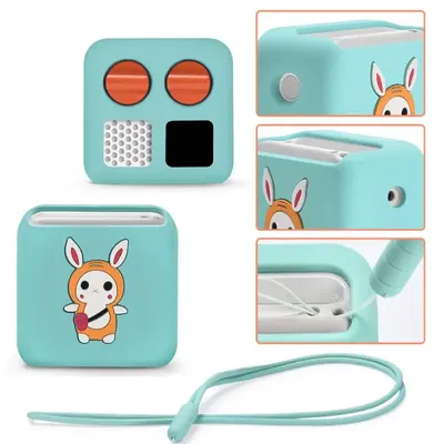 For Yoto Mini Kids Audio Music Player Silicone Dustproof Case with Anti-lost Lanyard Washable