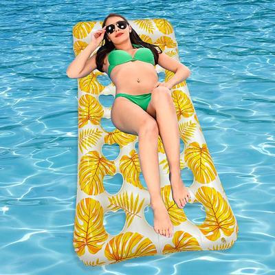 Water Multifunctional Leaf Floating Row Recliner Inflatable with Cup Drag Recliner Floating Bed Inflatable Floating Row After Inflation 140 92 64cm