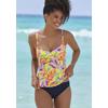 Bügel-Tankini-Top S.OLIVER "Mallorca", Damen, Gr. 40, Cup D, gelb (gelb, bedruckt), Recycling-Polyamid, bedruckt, Bikini-Oberteile, mit Wickeloptik