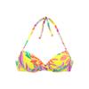 Push-Up-Bikini-Top S.OLIVER "Mallorca", Damen, Gr. 38, Cup C, gelb (gelb, bedruckt), Recycling-Polyamid, bedruckt, Bikini-Oberteile, in Wickeloptik