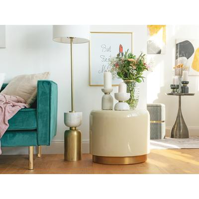 Beistelltisch KAYOOM "Art Deco 250, Abstelltisch aus Metall,funktional und stabil", beige (elfenbein, elfenbein), B:51,5cm H:43cm T:51,5cm, 100% Eisen, Tische, Dekorativ, glanzvolle Lackierung, stilvolles Design Image