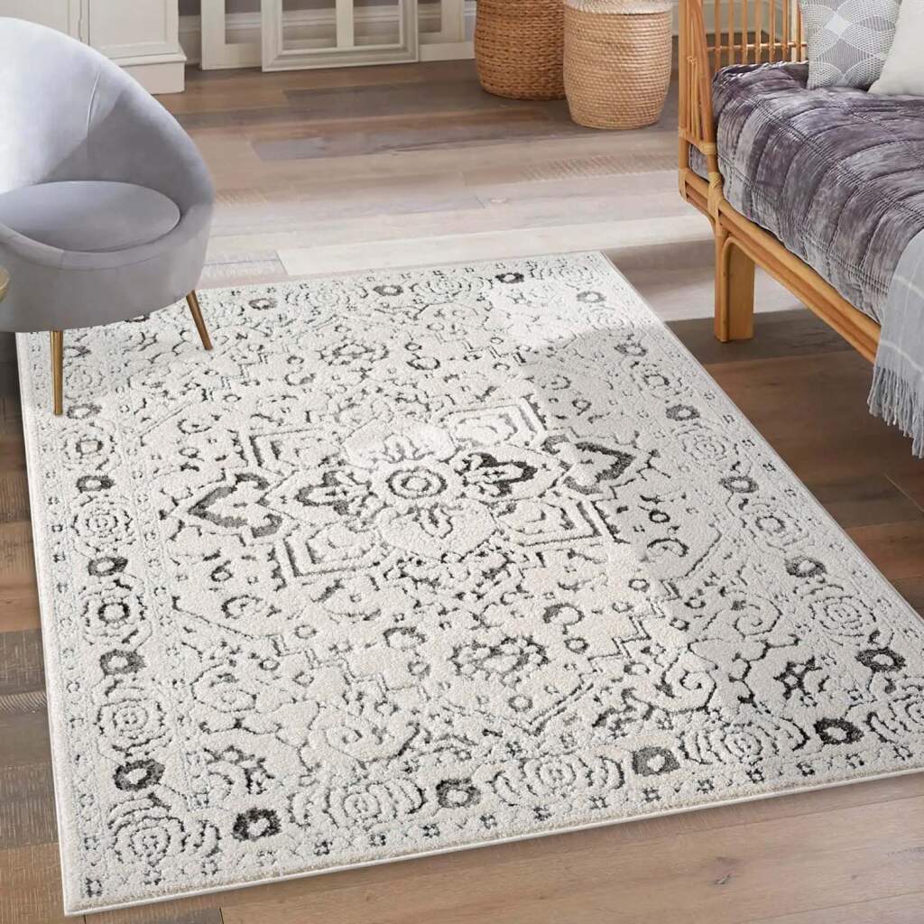 Teppich CARPET CITY "LOUNGE 0638", grau, B:140cm H:15mm L:200cm, Obermaterial: 100% Polyester, Teppiche, Kurzflor-Teppich Modern, Hoch-Tief-Struktur, Wohnzimmer, Schlafzimmer Image