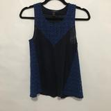 J. Crew Tops | J Crew Blue Tank Top Small 100% Linen Navy Eyelet Embroidered Lace Geometric | Color: Blue | Size: S