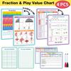 Fraction/ Decimal Multiplication/ Arrays Station/ Value Math Practice Chart For Kids, White Chart Math Manipulative Dry Erase Board, Double-sided Printed & Laminated 8x12 Inch
