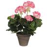 Mica Decorations Geranie Weiß Rosa Pvc Geranie mit Blumentopf