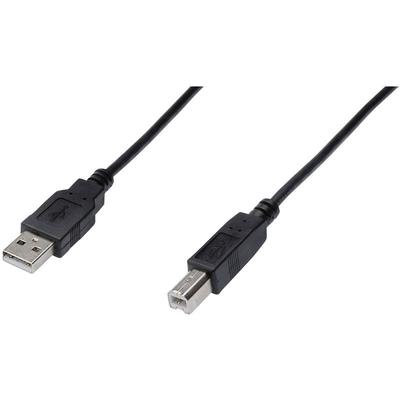 Digitus USB-Kabel USB 2.0 USB-A Stecker, USB-B Stecker 1.00 m Schwarz AK-300102-010-S