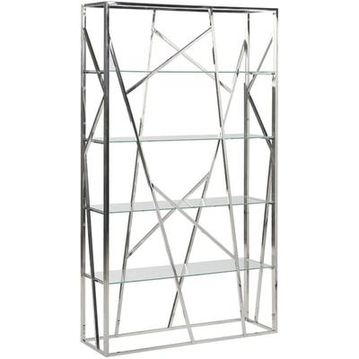Bücherregal Silber Edelstahl Sicherheitsglas 175 x 100 x 30 cm Modern Silber Glasböden