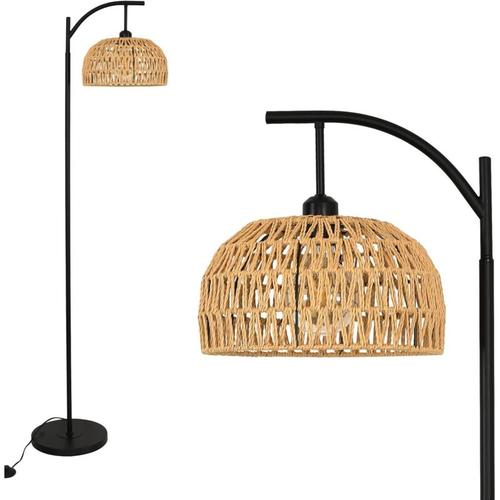 Moderne Stehlampe, Rattan Stehlampe im Bohème-Stil, E27 Lampensockel, Vintage-Design mit