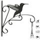 Relaxdays - Plant Hook with Bird, Flower Pot Hanger for the Wall, Metal Garden Decor, Hummingbird, HxWxD: 30 x 28 x 2 cm, Black