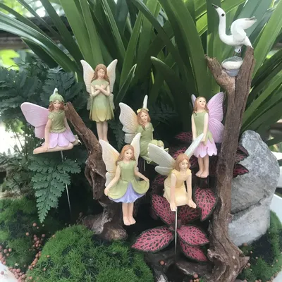 6 Pack Fairy Garden Accessories Miniature Fairy Garden Fairy Statue Home Miniature Faux Garden Decor