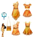 Robe de princesse indienne Pocahontas pour filles avec sac à collier vêtements de plage pour