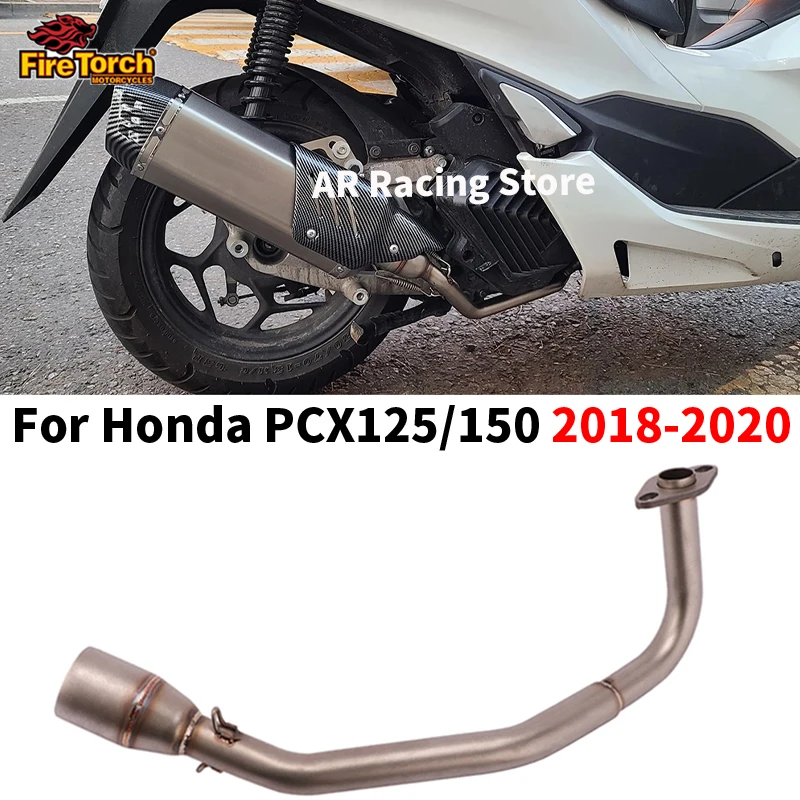 Pcx 125 150 motorrad roller auspuff schall dämpfer vollsystem rohr schlupf auf flucht motor fit für honda pcx125 pcx150 2018 2019 2020 Image