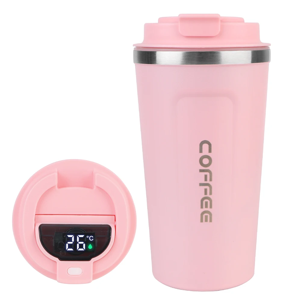 Thermo Cafe Kaffeetasse, 510 ml, Thermobecher, Temperaturanzeige für Tee, Wasser, Kaffee, Auto, Thermosbecher, auslaufsicher, Reise-Thermobecher Image