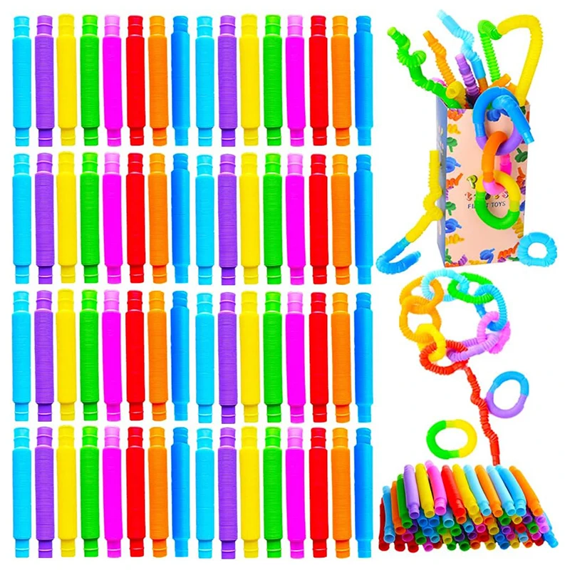 8PCS Bunte Teleskop Rohr Pop Flexible Kunststoff Sensorischen Spielzeug Für Stress Angst Relief Für Kinder Erwachsene Lernen Spielzeug Geschenke Image