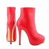 Frauen Stiefel Herbst Winter Mode 14 cm Sexy Stiefeletten Leder Pumps Runde Kappe Plattform High Heels Hochzeit Schuhe Plus größe 43