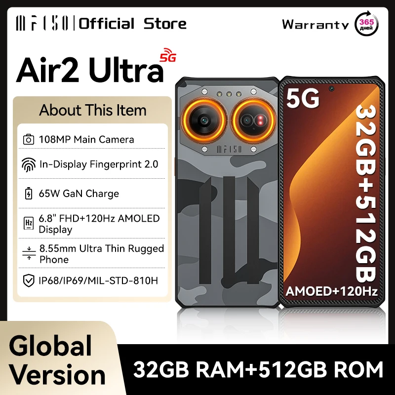 IIIF150 Air2 Ultra Robustes Smartphone 5G Android Mobile Phohe 6,8''FHD+ 120Hz AMOLED-Bildschirm 16GB+512GB 108MP Kamerahandy Image