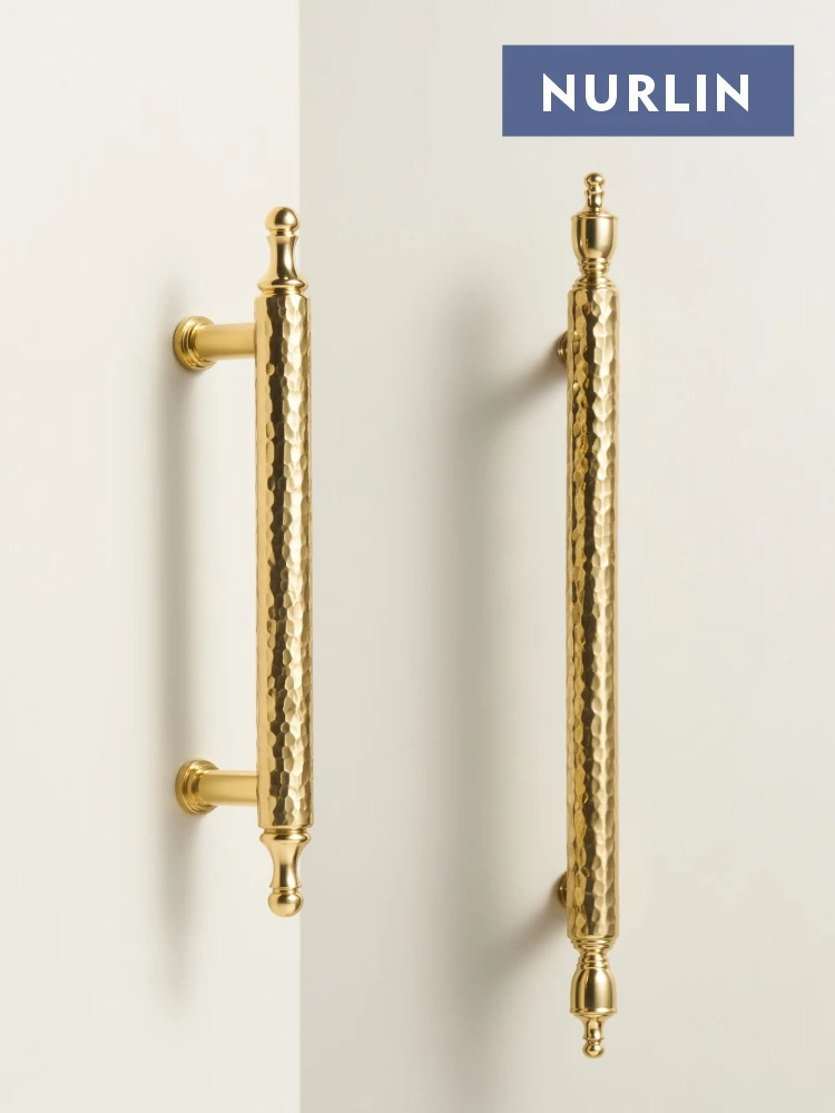 Nurlin massives Messing, handgefertigt, Hammermuster, Möbel, Kleiderschrank, Schrankknöpfe, Tür, Schubladen, Garderoben, Möbelgriffe Image