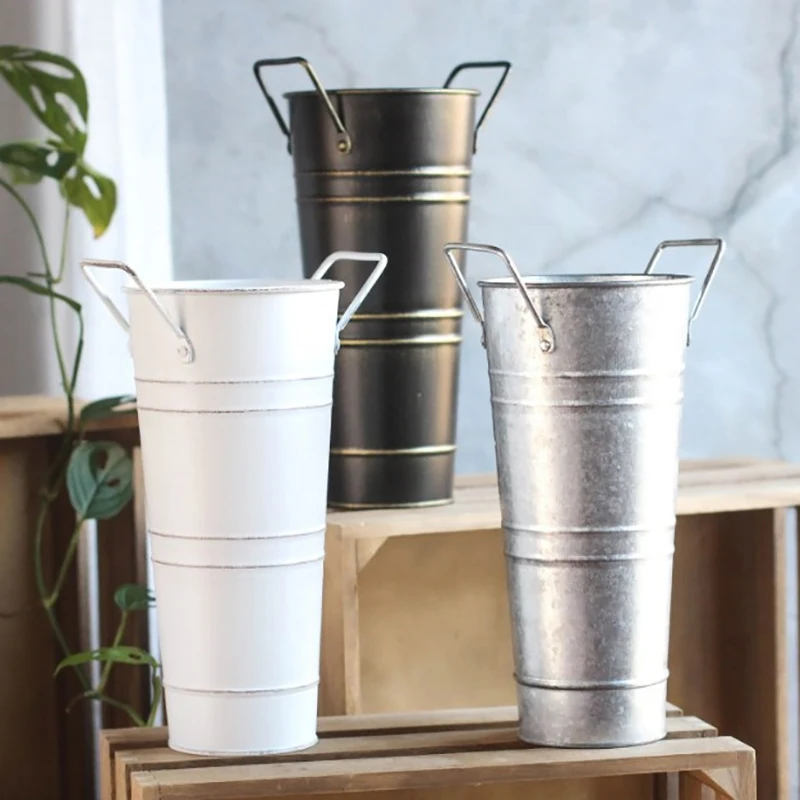 Metall Schirmst änder mit Griffen runder Regenschirm Eimer Home Office Metall boden Vase Retro Eisen Blume Eimer Vase Dekoration Image
