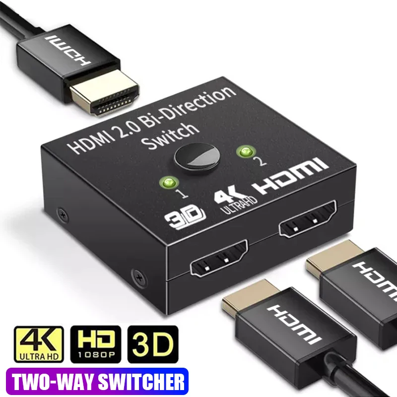 4K HDMI Splitter 2 Ports Bidirektionaler HDMI Switcher 1 in 2 Out HDMI Konverter 3D HDR HDCP für PS4 Xbox HDTV Switcher Adapter Image