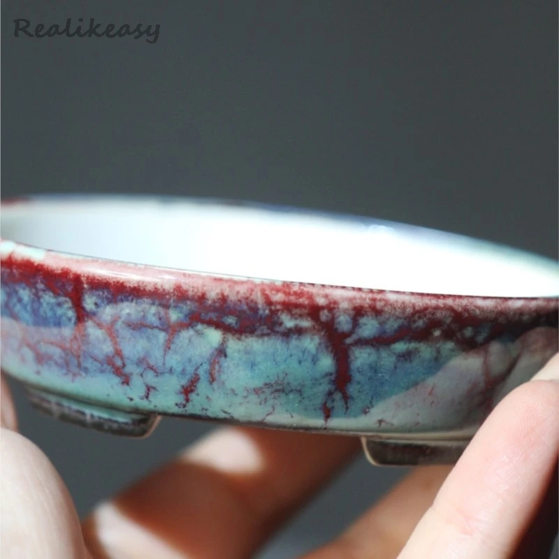 Vaso da fiori in sabbia viola Mini vaso portatile rotondo Vaso da bonsai in ceramica Vaso da fiori decorativo in tinta unita smaltato cinese per la casa LF536