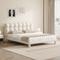 Bubble Bed , Minimalist-style Bed Frame with Headboard, Queen Size Bed Frame, Boucle, Solid Wood Legs, Beige, MDF