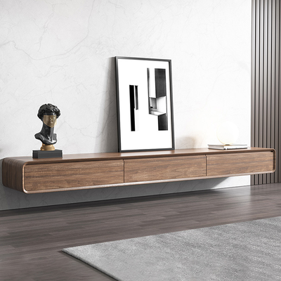 63" Minimalist Floating TV Stand, Modern Wall-Mounted Entertainment Center with 3 Drawers, Walnut Veneer, Media Console,TV Console, Perfect for 55-inch TVs