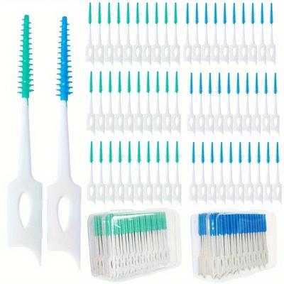 460-pack Dual-use Teeth Picks, Soft Silicone Interdental Brushes, Effective Teeth Cleaning, Premium Quality Floss Sticks