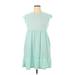 Perfect Peach Casual Dress - DropWaist Ruffles Short Sleeve: Teal Dresses - Women's Size X-Large