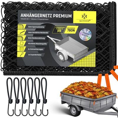 Kesser - Anhängernetz feinmaschig mit Haken Hängernetz mit Spannseil, Netzkordel & 8mm Image