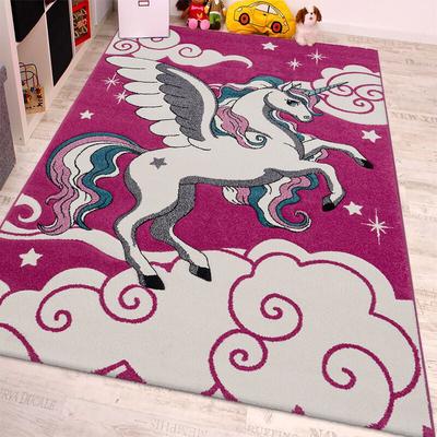 Paco Home Kinderzimmer Teppich für Kinder Das Kleine Einhorn Pink Creme Türkis 160x230 cm