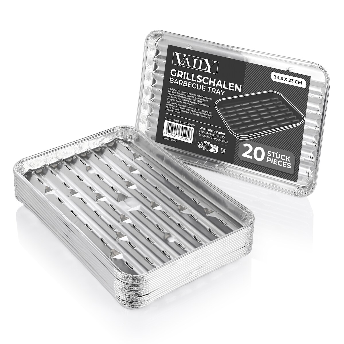 Vaily Alu Grillschale Grillpfanne Tropfschale Auffangschale 20er Pack Image