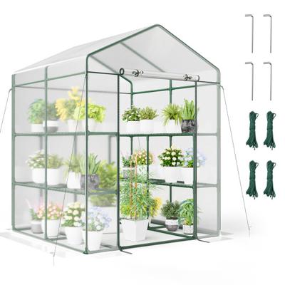 Costway Walk-in Greenhouse with 4 Tiers 8 Shelves ...