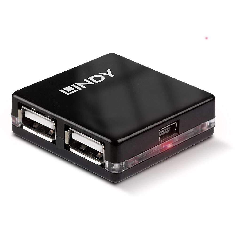 Lindy 42742 USB-HUB 2.0 Mini Hub 4 Port, 4x4cm Bus powered only Image