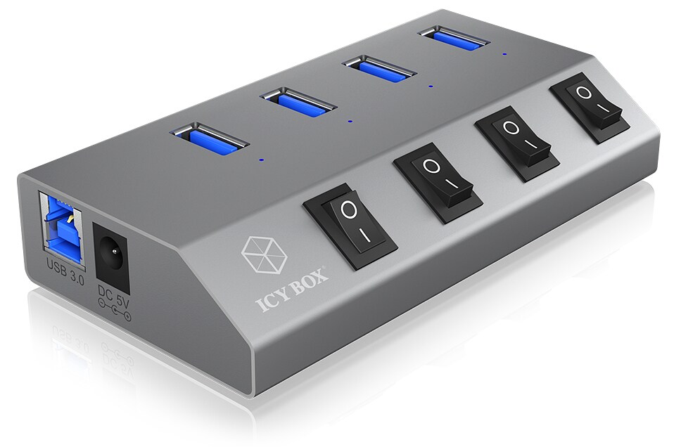 Schnellladegerät 4-Port IcyBox USB 5V 20W IB-HUB1405 (g) Image