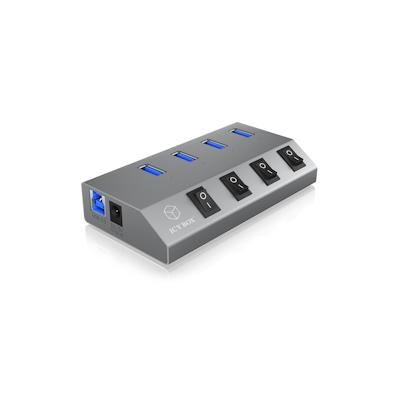 ICY BOX IB-HUB1405 - USB 3.2 Gen 1 (3.1 Gen 1) Type-B - USB 3.2 Gen 1 (3.1 Gen 1) Type-A - 5000 Mbit/s - Anthrazit - Alu