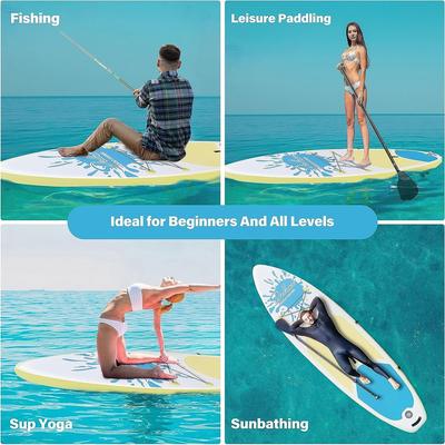 Inflatable Stand Up Paddle Board w/ Backpack, Wide Stance, Surf Control, Non-Slip Deck, Leash, Paddle&Pump,Standing Boat - Large