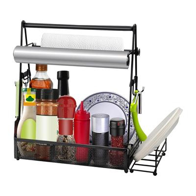 Grill Caddy with Paper Towel Holder for BBQ and Camping